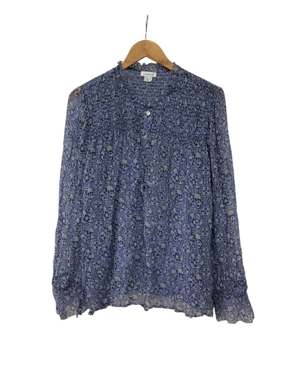 Sundance Blouse Purple Floral Chiffon Long Sleeve XL